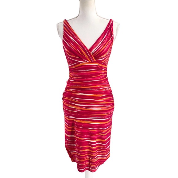 Lauren Ralph Lauren Womens Size 2 Sherbert Striped Side Ruched Body-Con Dress - Picture 1 of 7